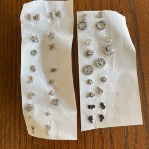 18 pair sterling/cubic stud earrings